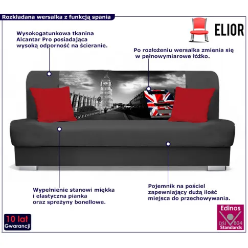 Popielata wersalka londyn Cersal 6X