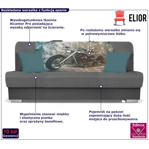 Szara wersalka tapicerowana Cersal 8X