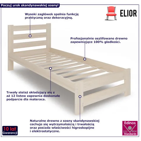 Pojedyncze łóżko z drewna Drohet 3X