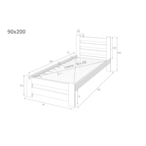 Rozmiar łóżka Drohet 3X 90x200