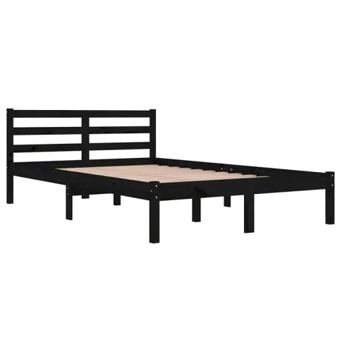 Szczegółowe zdjęcie nr 4 produktu Czarne sosnowe łóżko do sypialni 120x200 cm - Jaxo 4X
