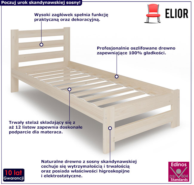 Skandynawskie jednoosobowe łóżko 100x200 Lids 3X