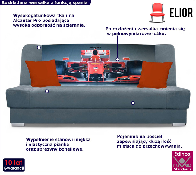 Ciemnoszara wersalka rozkładana Piovia 21X