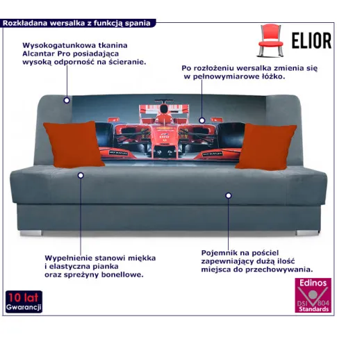 Szara wersalka rozkładana Cersal 21X