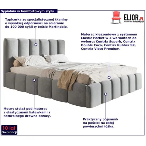 Łóżko welurowe z pojemnikiem na pościel Zofea 3X