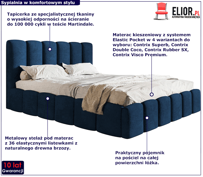 Tapicerowane łóżko z metalowym stelażem i zagłówkiem 140x200 Arman 4X