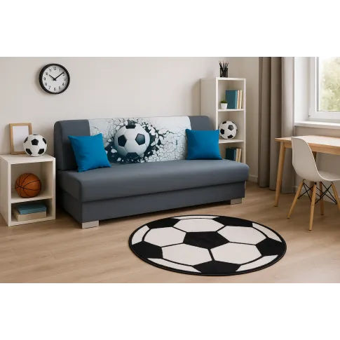 Szara wersalka tapicerowana z motywem piłki nożnej   Piovia 26X