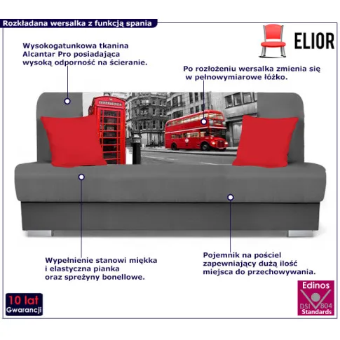 Szara tapicerowana wersalka Cersal 28X