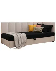 Nowoczesny tapczan dla chłopca z pionowym pikowaniem czarny + ecru Trianta - 5 rozmiarów w sklepie Edinos.pl