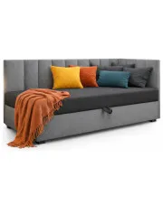 Jasnoszary tapczan młodzieżowy z pojemnikiem Trianta - 5 rozmiarów w sklepie Edinos.pl