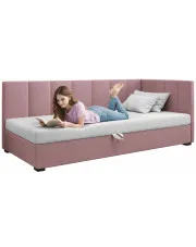 Pojedyncze łóżko tapicerowane brudny róż + ecru Trianta - 5 rozmiarów w sklepie Edinos.pl