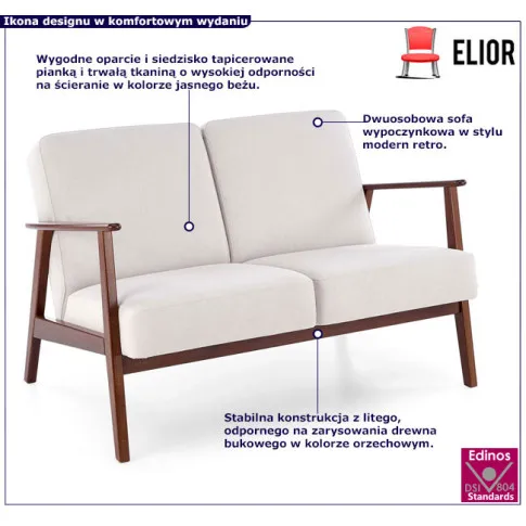 Tapicerowana sofa w kolorze jasnego beżu Conti 5X