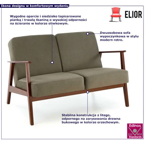 Oliwkowa dwuosobowa sofa Conti 4X
