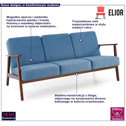Niebieska sofa Conti 5X