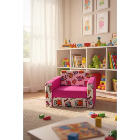 Rozkładany fotel amerykanka różowy   sowy   Dorilla 3X