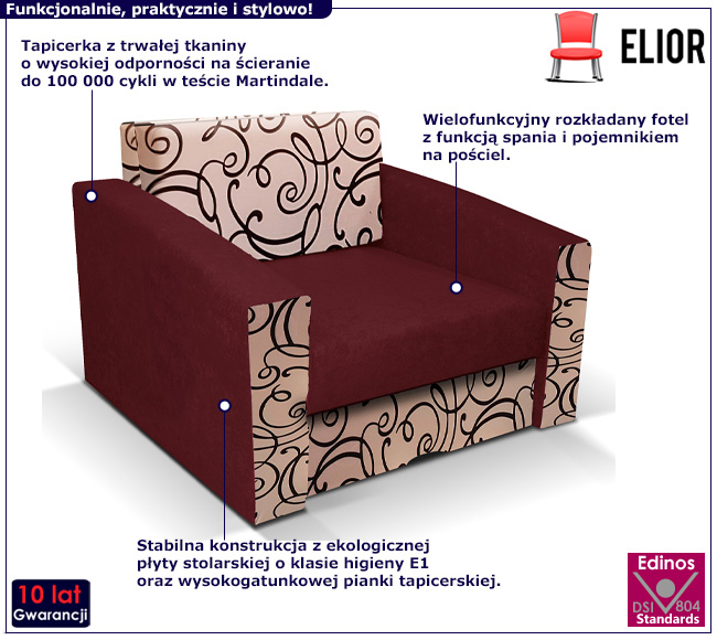 Brązowa sofa amerykanka rozkładana Dorilla 6X