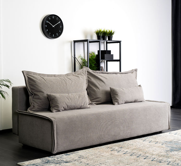 Szara sofa nowoczesna z funkcją spania do salonu Etro