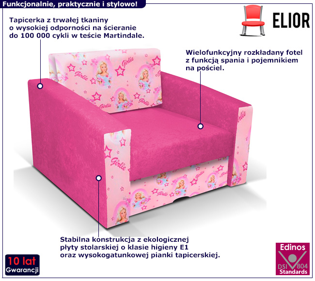 Różowa sofa amerykanka rozkładana Zolico 7X