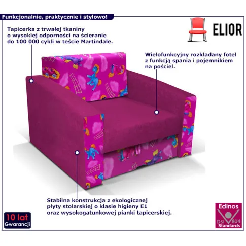 Fioletowy fotel rozkładany Zolico 10X