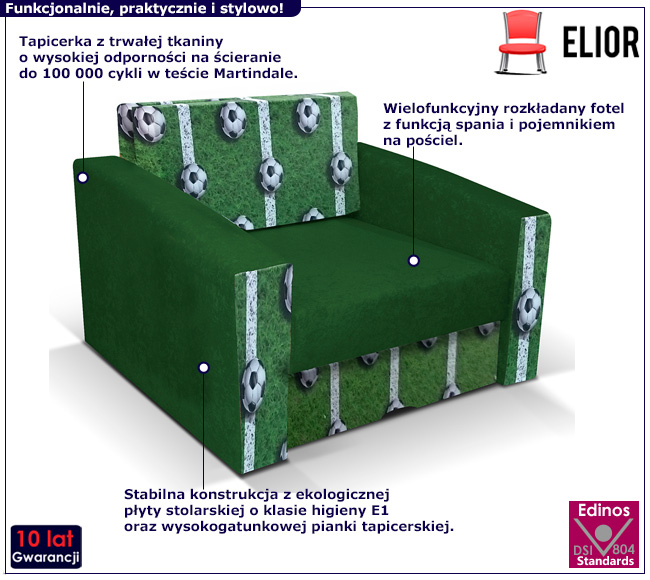 Zielony fotel rozkładany Dorilla 8X