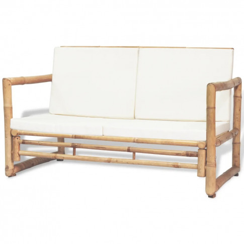Ławka z zestawu bambusowych mebli ogrodowych z poduszkami Mollie 3X