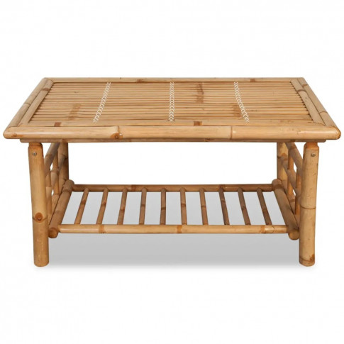 Przód stolika z zestawu bambusowych mebli ogrodowych z poduszkami Mollie 3X