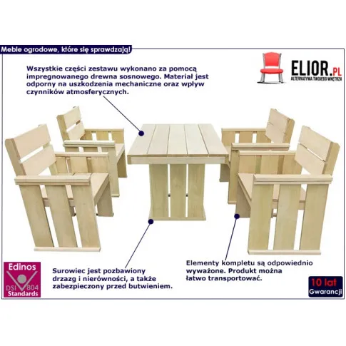 Zestaw drewnianych mebli ogrodowych Maggie 3x infografika