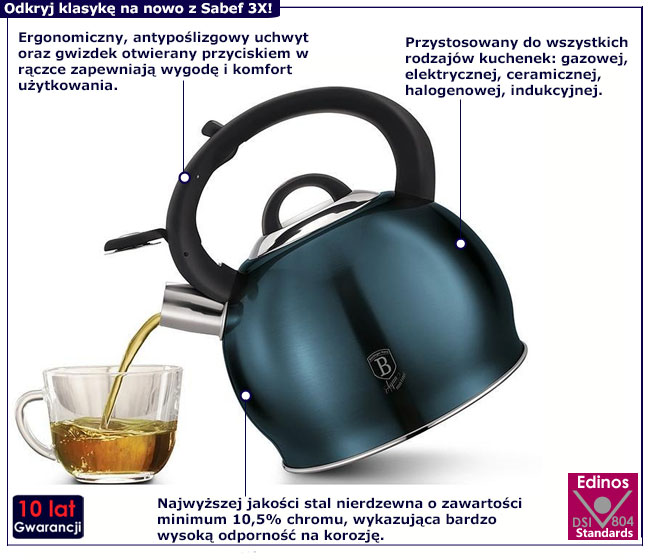 Czajnik Pira 3X kolor morski