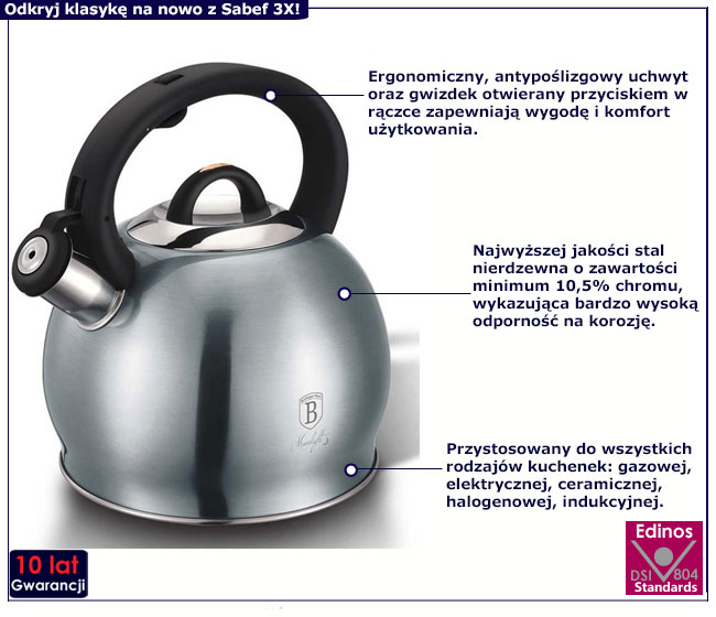 Czajnik Pira 3X szro-niebieski