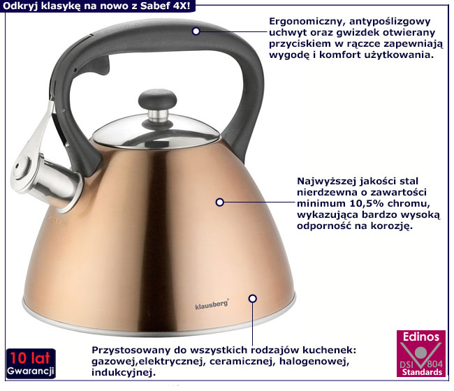 Czajnik Sabef 4X miedziany