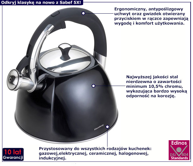 Czajnik Pira 5X kolor czarny mat