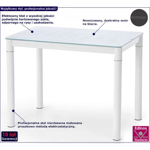 Fotografia Szklany stół kuchenny Iren - biały z kategorii Stoły