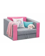 Szaro-różowy młodzieżowy fotel rozkładany - Dorilla 19X w sklepie Edinos.pl