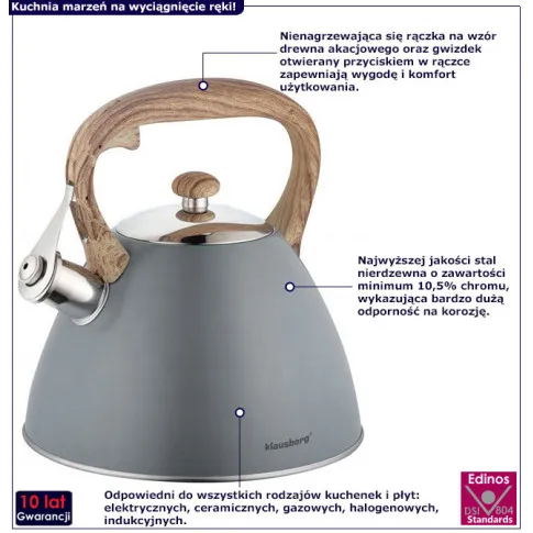 Tradycyjny czajnik Jureso 4X kolor szary