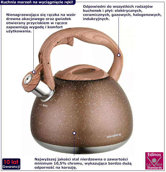 Czajnik Foka 7X brązowy marmur