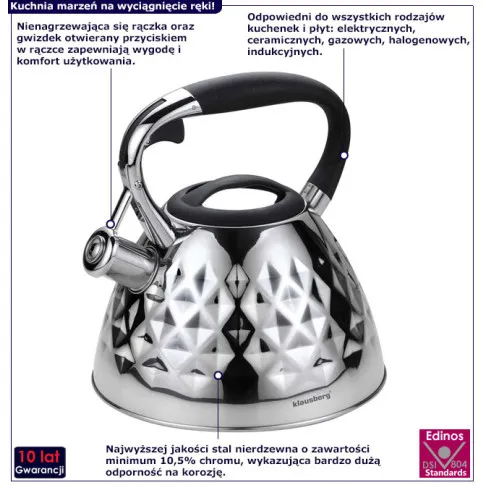 Nowoczesny czajnik Gigrox 3X srebrny