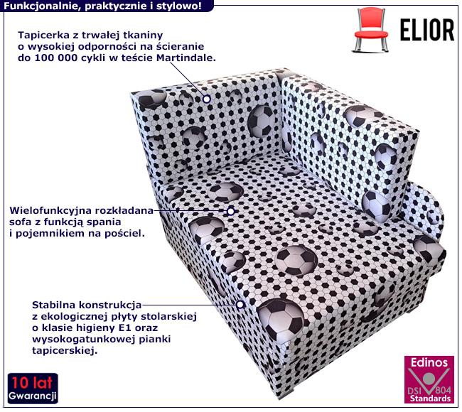 Czarno-biały rozkładany rozkładany z moywem piłki Paster 6X