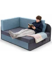 Młodzieżowy szaro-niebieski tapczan rozkładany - Paster 7X w sklepie Edinos.pl