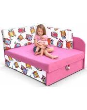 Różowy młodzieżowy rozkładany tapczan w sowy - Paster 9X w sklepie Edinos.pl