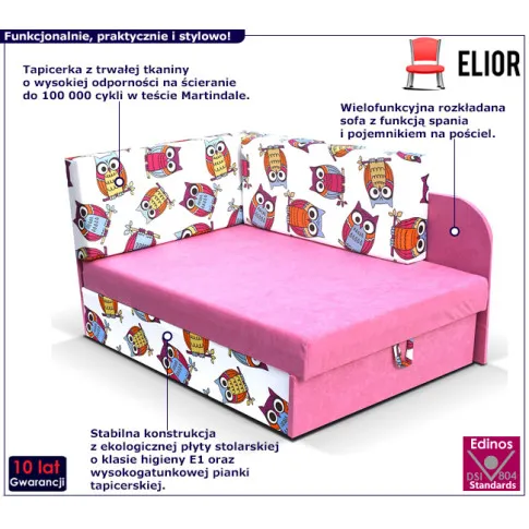 Różowy tapczan z pojemnikiem Sarezo 9X