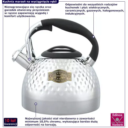 Nowoczesny czajnik Gigrox 6X kolor srebrny