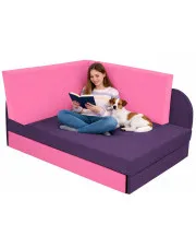 Fioletowo-różowe rozkładane łóżko narożne tapczan z pojemnikiem - Paster 18X w sklepie Edinos.pl