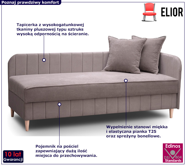 Różowe tapicerowane łóżko pojedyncze Netis