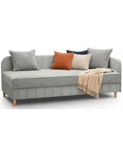 Jasnoszare pojedyncze tapicerowane łóżko z pojemnikiem - Netis w sklepie Edinos.pl