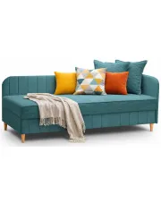 Niebieski tapicerowany tapczan z pojemnikiem - Netis w sklepie Edinos.pl