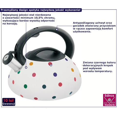 Czajnik z gwizdkiem ze stali nierdzewnej Giboni 6X