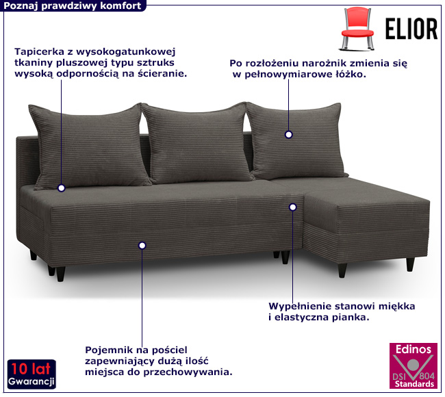 Brązowy nowoczesny narożnik Ollen
