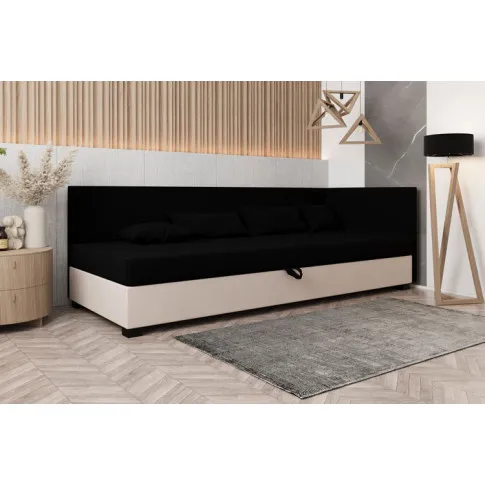 Wizualizacja nowoczesnego tapczanu młodzieżowego Huria czarny + ecru