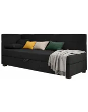 Czarny tapczan z pikowanym bokiem i zagłówkiem Sawwa - 5 rozmiarów w sklepie Edinos.pl