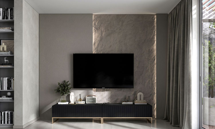 Wizualizacja czarnej podwojnej szafki RTV Filo 10X czarny